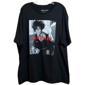 Whitney Houston 2X Black and Red Graphic Oversized Short‎ Sleeve Tee NWOT